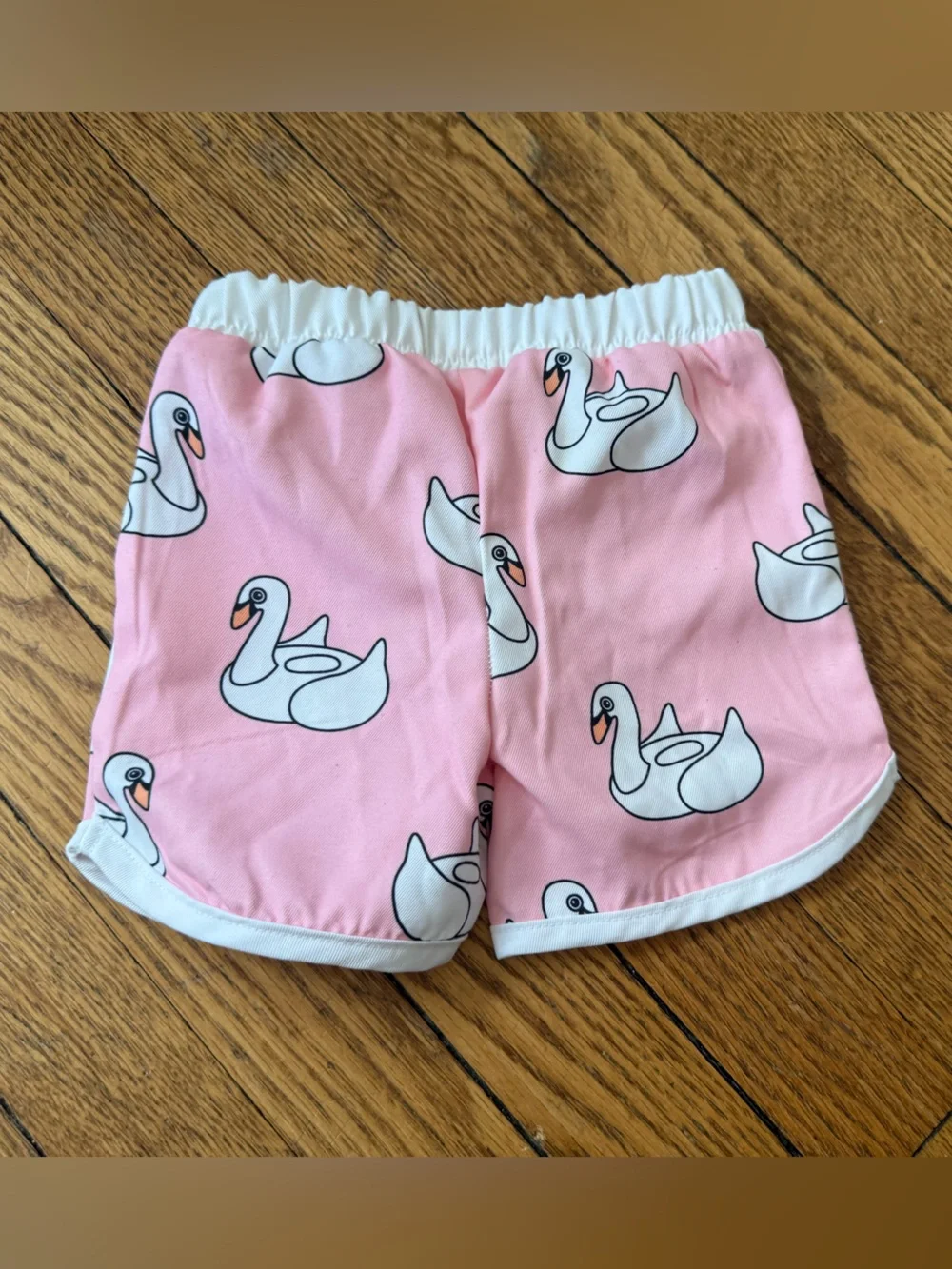 Monica + Andy Pink Swan Print Swim Trunks - Size 9-12 Months